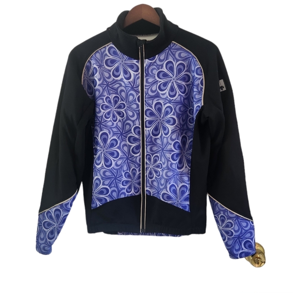 Descente Purple Black Floral Athletic Bike Jacket Women Size M